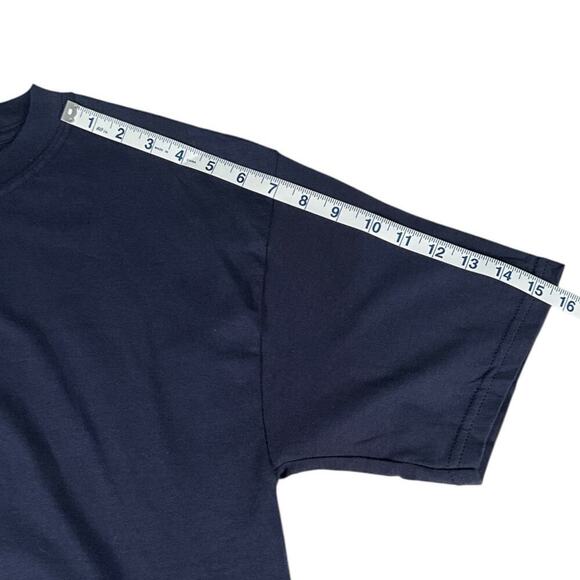Vintage 90's JERZEES T-Shirts Solid Navy Blue Size Large NWT 100% Cotton 2 Pack - Picture 6 of 7